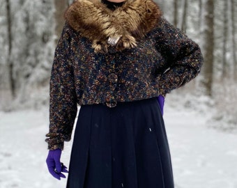 Vintage Plus Size Wool Pleated School Girl Skirt
