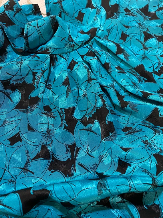 Vintage Turquoise Flower Dress - image 7