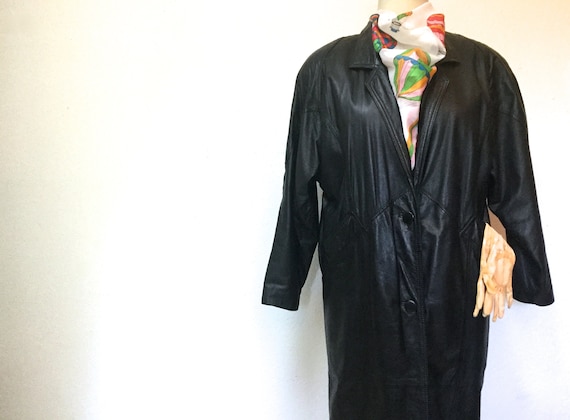 1980's Leather Trench Coat, Savage Trench Coat