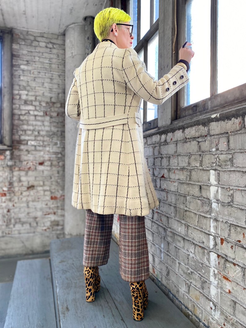Vintage Italian Wool Checkered Coat image 3