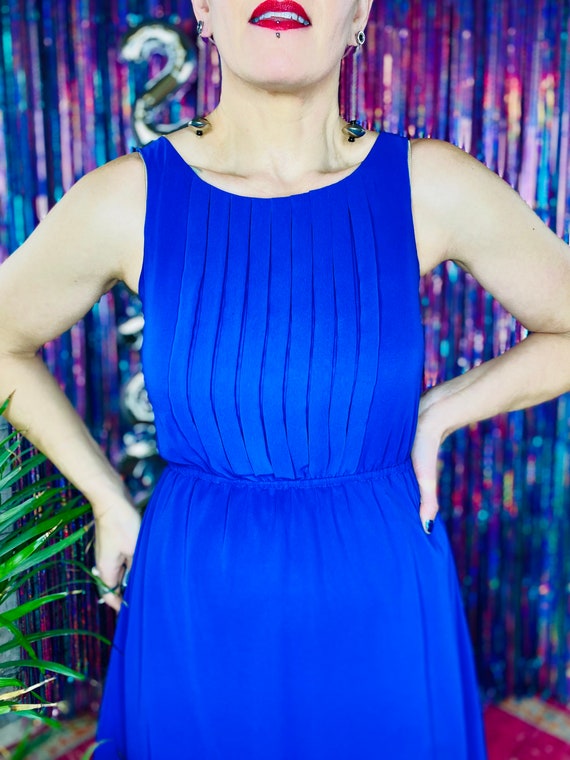 Pleated Royal Blue Dress - image 3