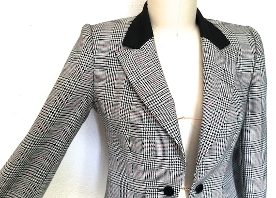 Gloria Vanderbilt Wool Blazer, 1980's Hounds Tooth