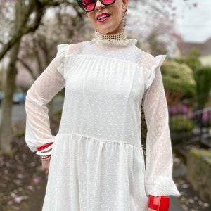 Maxi-jurk met stippen en ruches