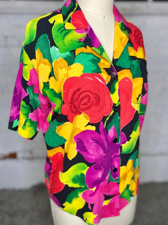 1980’s Flower Blouse - image 4