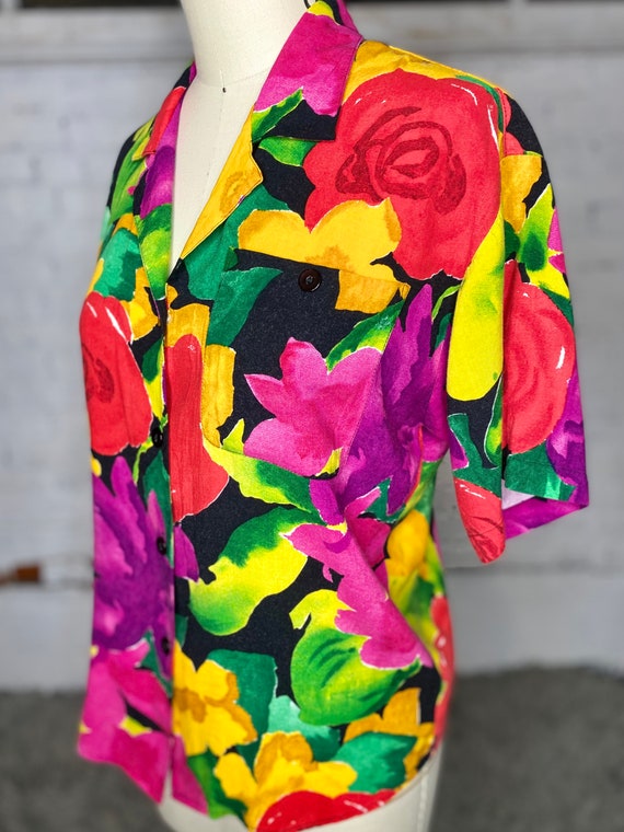 1980’s Flower Blouse - image 5