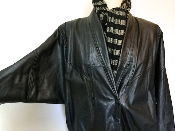 1980's Leather Jacket, Bat Wing Jacket