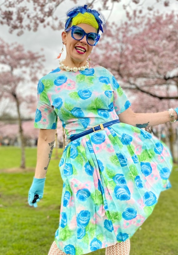 Vintage Pastel Flower Dress - image 1