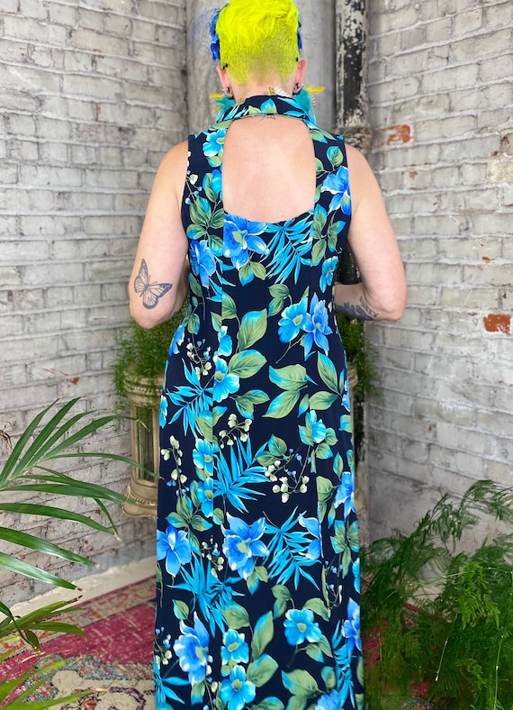 Vintage Turquoise Flower Dress - image 5