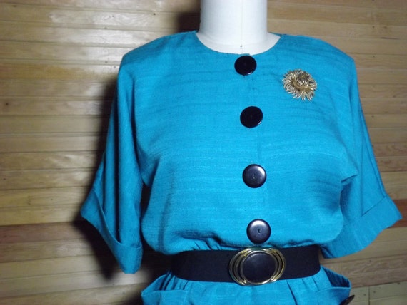 1980's Turquoise Dress, 1980's Office Dress