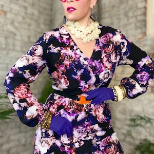 Vintage Rose Print Dress