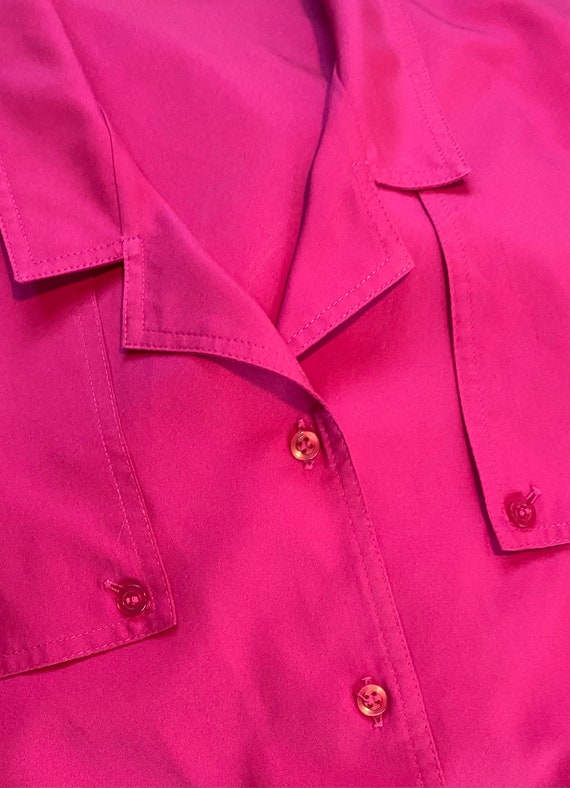 Vintage Fuchsia Satin Blouse - image 6