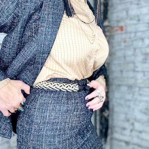 Wool Plaid Blazer and Skirt Set
