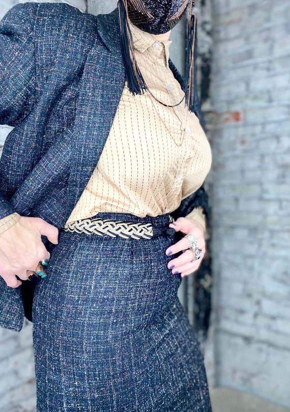 Wool Plaid Blazer and Skirt Set - image 1