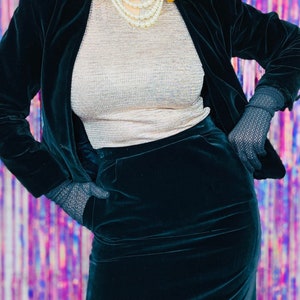 Vintage Velvet Blazer and Skirt Set Holiday Party