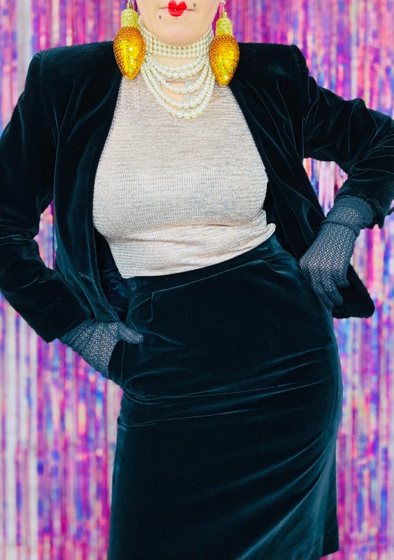 Vintage Velvet Blazer and Skirt Set Holiday Party