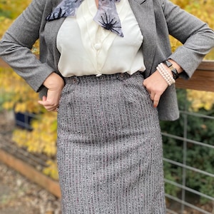 Vintage Wool Speckled Skirt with Button Tabs