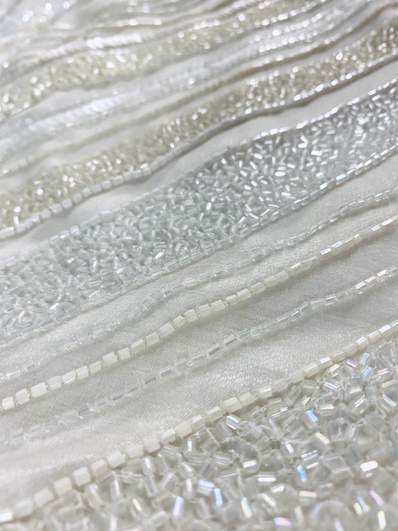 Vintage Beaded Sequence Silk Wedding Dress image 7