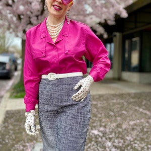 Vintage Fuchsia Satin Blouse