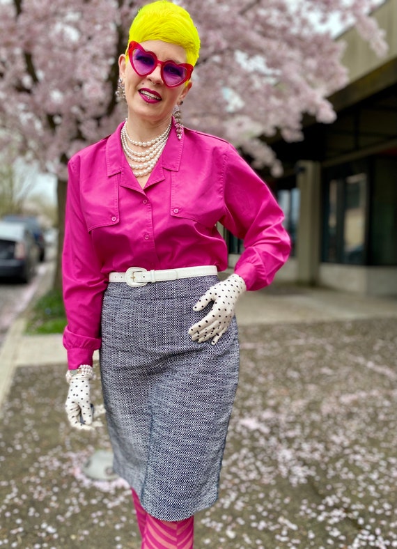 Vintage Fuchsia Satin Blouse - image 1