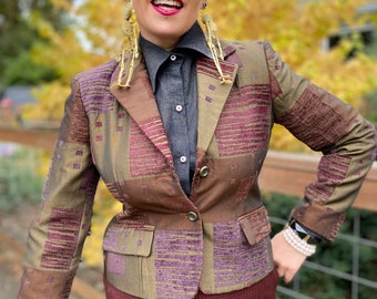 Vintage Velvet Patchwork Blazer