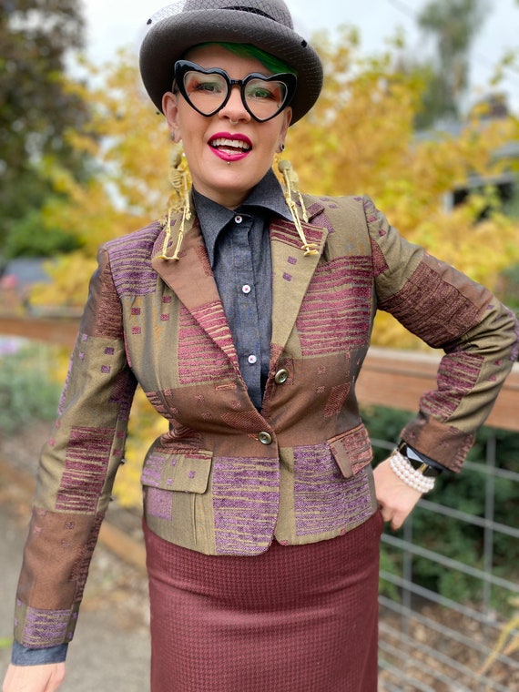 Vintage Velvet Patchwork Blazer - image 1