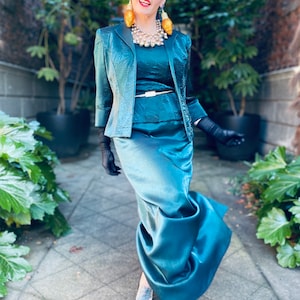 Vintage Satin Christmas Dress Holiday Party