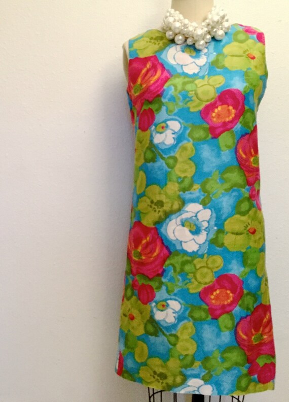 1950's Hawaiian Dress, 1950's Flower Dress, 1950's