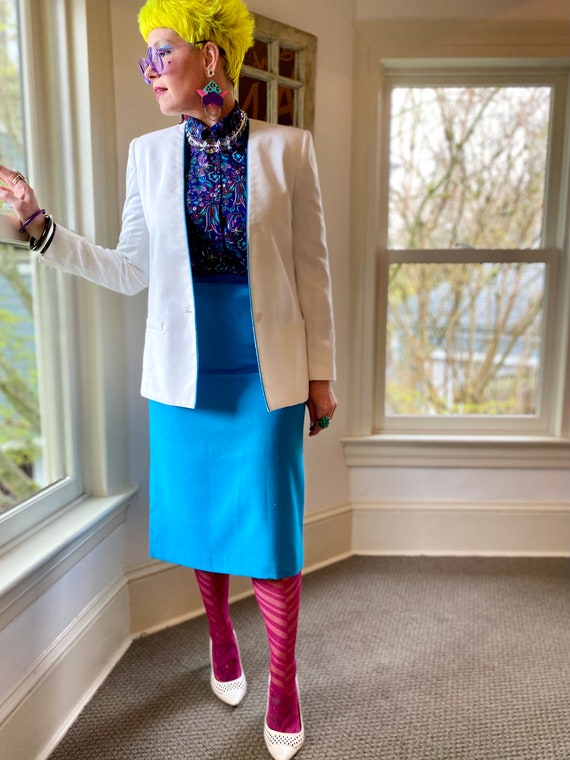 Vintage Electric Blue Power Suit - image 2