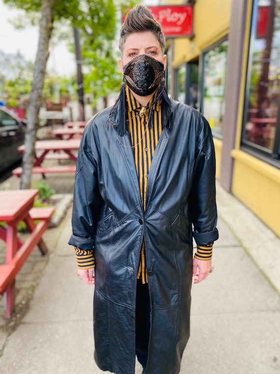 1980's Leather Trench Coat, Savage Trench Coat