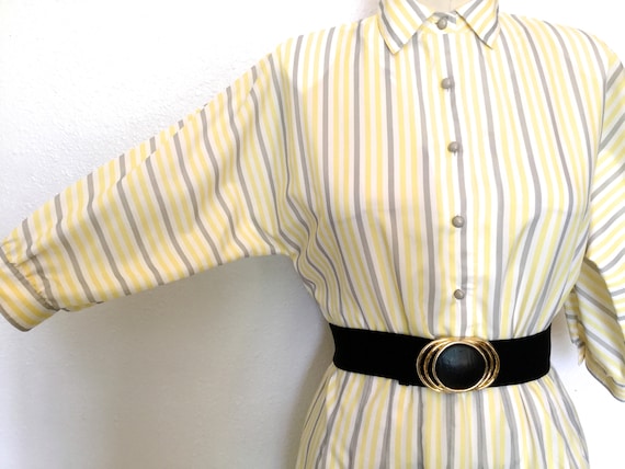 1980's Striped Dress, 1980's Pleated Dress, 1980's