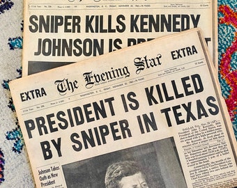 President Kennedy Assassinated, Newspaper, The Evening Star