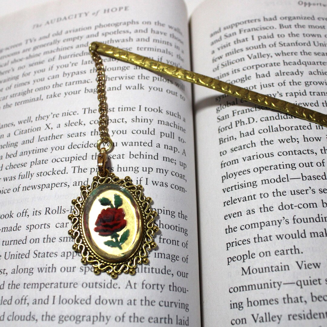 Red Roses Bookmarks Red Rose Bookmark With Detachable Chain - Etsy