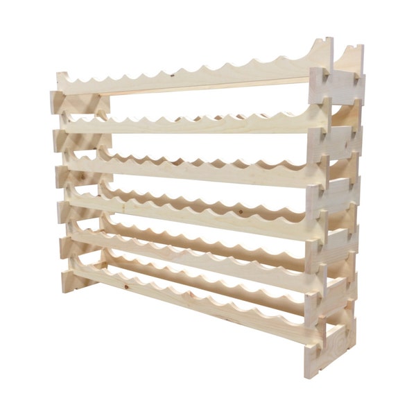 Stackable Wood Wine Rack 12 Bottles Across and Choice of 4-12 Rows High.  Holds 48-144 750mL bottles.