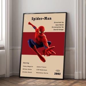 Póster de la película Spider-Man 2002 / Póster minimalista / Impresión en lienzo de alta calidad / Arte de pared / Decoración de sala de estar / Regalo perfecto