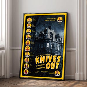 Póster de la película Knives Out / Impresión en lienzo de alta calidad / Arte de pared / Decoración de sala de estar / Regalo perfecto