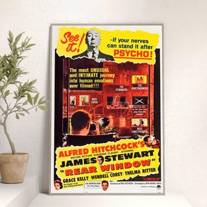 Rear Window Movie Poster High Quality Canvas Print Wall Art Living Room ...