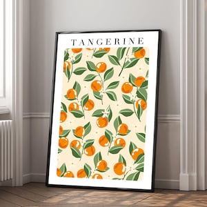 Mandarine Poster | Leinwanddruck | Vintage Wand Kunst | Buntes Obst | Küche und Esszimmer Dekor | Geschenk für Feinschmecker