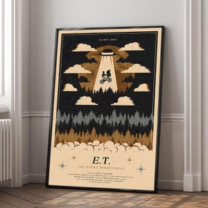Póster de la película E.T. el extraterrestre / Impresión en lienzo de alta calidad / Arte mural / Decoración de sala de estar / Regalo perfecto