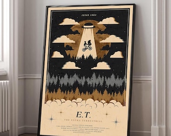 E.T. the Extra-Terrestrial Movie Poster | High Quality Canvas Print | Wall Art | Living Room Decoration | Perfect Gift