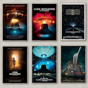 Póster de la película Encuentros cercanos del tercer tipo / Impresión en lienzo de alta calidad / Arte de pared / Decoración de sala de estar / Regalo perfecto