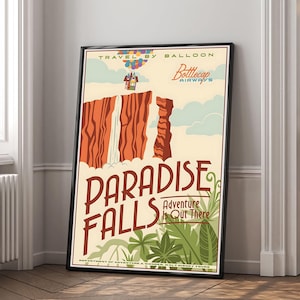 Póster de Paradise Falls, descarga digital, impresión en lienzo de alta calidad, arte de pared, decoración de sala de estar, regalo perfecto.