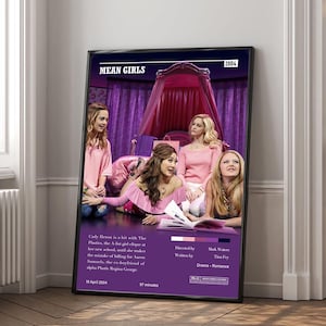 Mean Girls Film Poster | Minimalistisches Filmplakat | Print |Kunstdruck auf Leinwand Raumdekoration | Perfektes Geschenk
