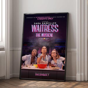 Póster de la película musical Waitress / Impresión en lienzo de alta calidad / Arte de pared / Decoración de sala de estar / Regalo perfecto