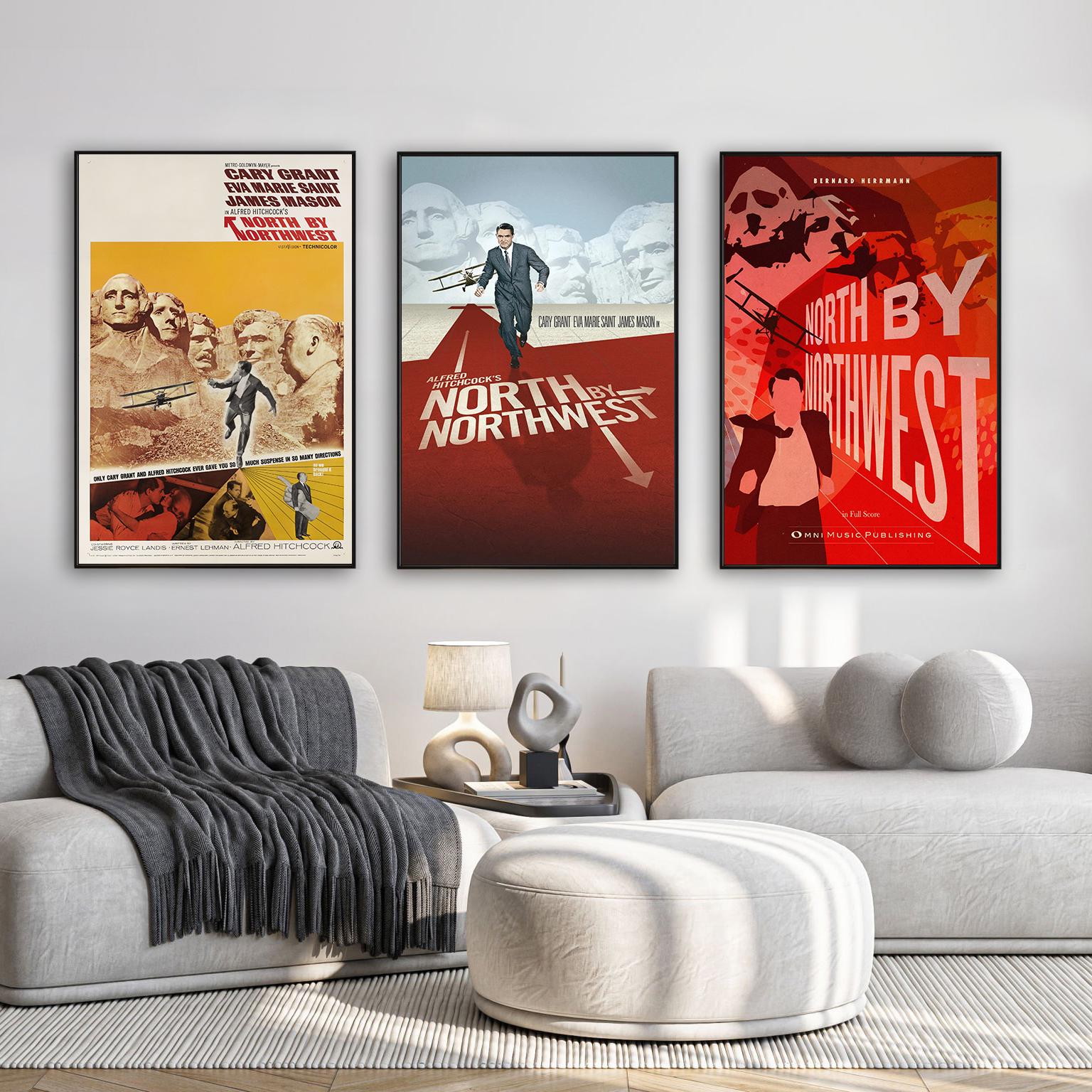 North By Northwest Movie Poster | High Quality Canvas Print | Wall Art | Living Room Decoration | Perfect Gift