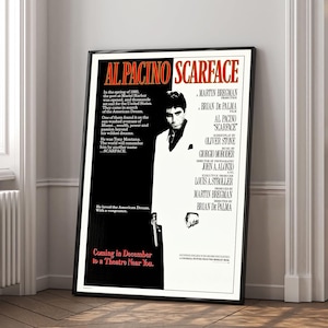 Póster de la película Scarface / Impresión en lienzo de alta calidad / Arte de pared / Decoración de sala de estar / Regalo perfecto