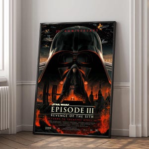 Póster de la película Star Wars Episodio III 20.º aniversario / Impresión en lienzo de alta calidad / Arte de pared / Decoración de sala de estar / Regalo perfecto