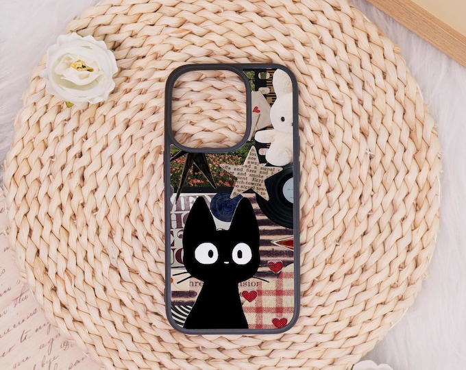 Cute Cat and Rabbit iPhone Soft Case for iPhone 16 15 14 13 12 11 Pro Max,iPhone X Xs XR SE Plus Cover,Handmade Case,Cute Personalized Gift