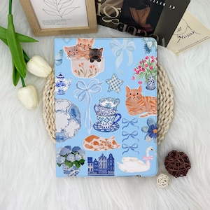 Cute Blue Cat iPad case,iPad air case,iPad 7/8/9 case,iPad pro 2022/2023/2024case, iPad pro 11&quot; case, gift for girl, Cute iPad case