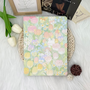 Cute Girl and Flower iPad case,iPad Air case,iPad 7/8/9 case,iPad Pro 2022/2023/2024case, iPad Pro 11&quot; case, gift for girl, Cute iPad case
