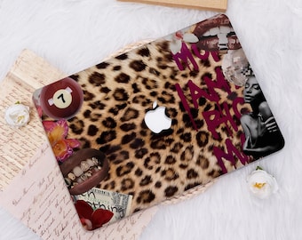 Vintage Leopard Montage New Macbook Case,Custom Mac 2025 Air 15/13" Laptop Cover,MacBook M1 M2 M3 M4 Case Gift,MacBook Pro 13 14 15 16 inch